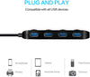 USB 3.0 Hub Splitter - 4 Port Ultra Slim Data Hub with Individual Power Switch and LED