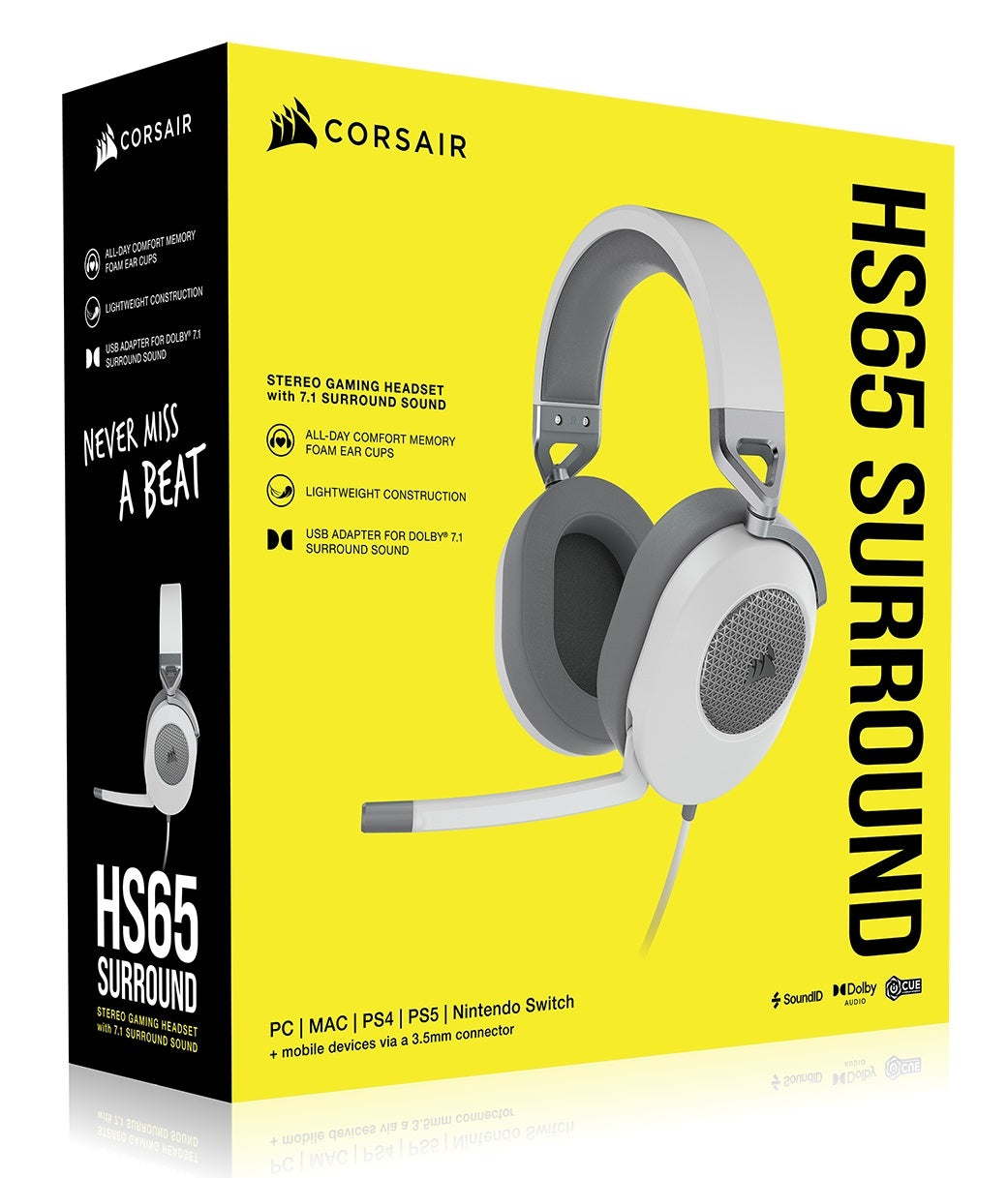 Corsair HS65 Surround Gaming Headset (White)