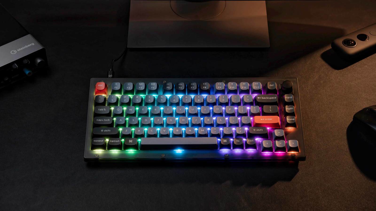 Keychron V1 75% RGB Keychron K Pro Brown Fully Assembled w/ Knob Hot-Swappable QMK Custom Mechanical Keyboard Carbon Black