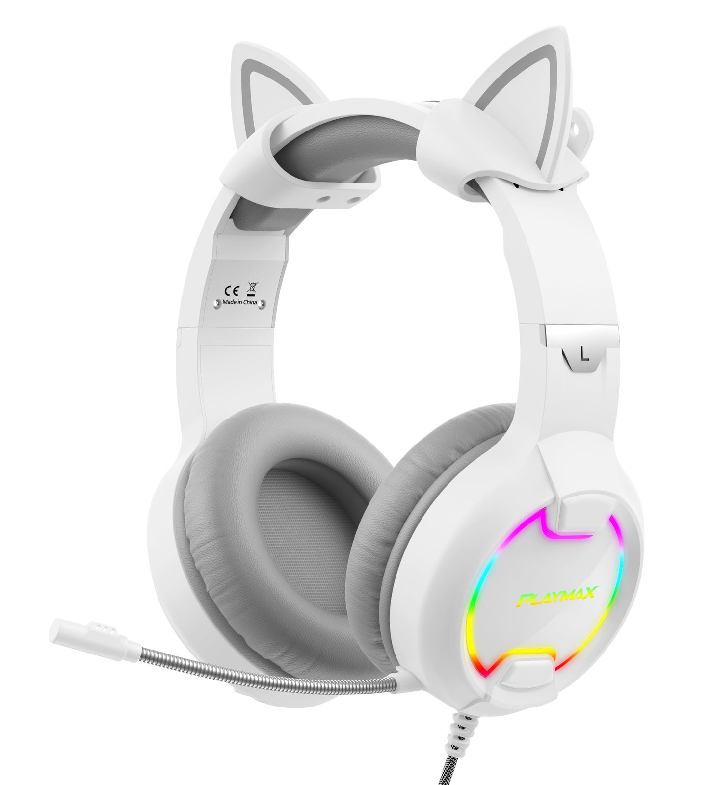 Playmax Cat Ear Gaming Headset (White)