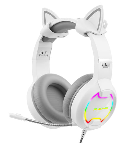 Playmax Cat Ear Gaming Headset (White)
