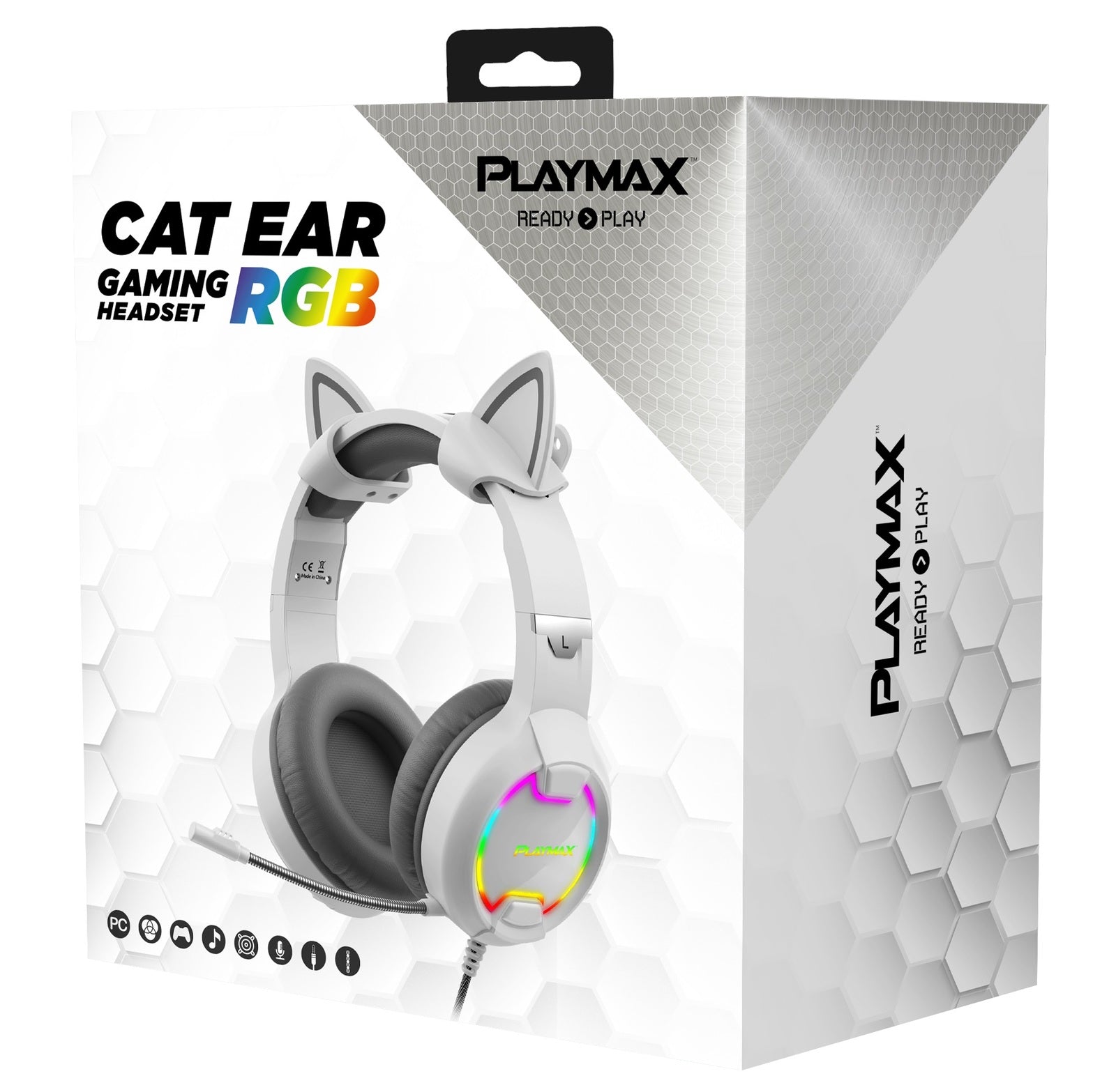 Playmax Cat Ear Gaming Headset (White)
