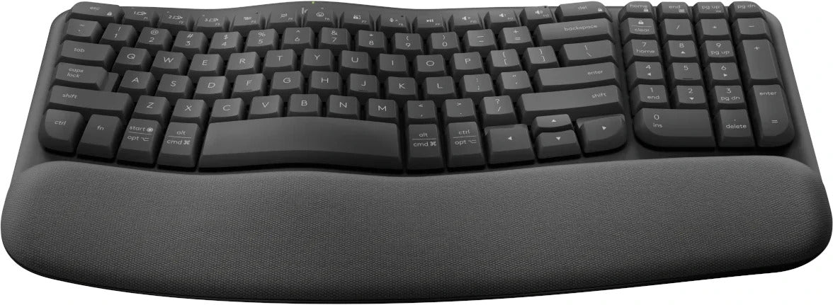 Logitech Wave Keys Wireless Ergonomic Keyboard with Cushioned Palm Rest,  Comfortable Natural Typing, Easy-Switch, Bluetooth, Logi Bolt Receiver, for