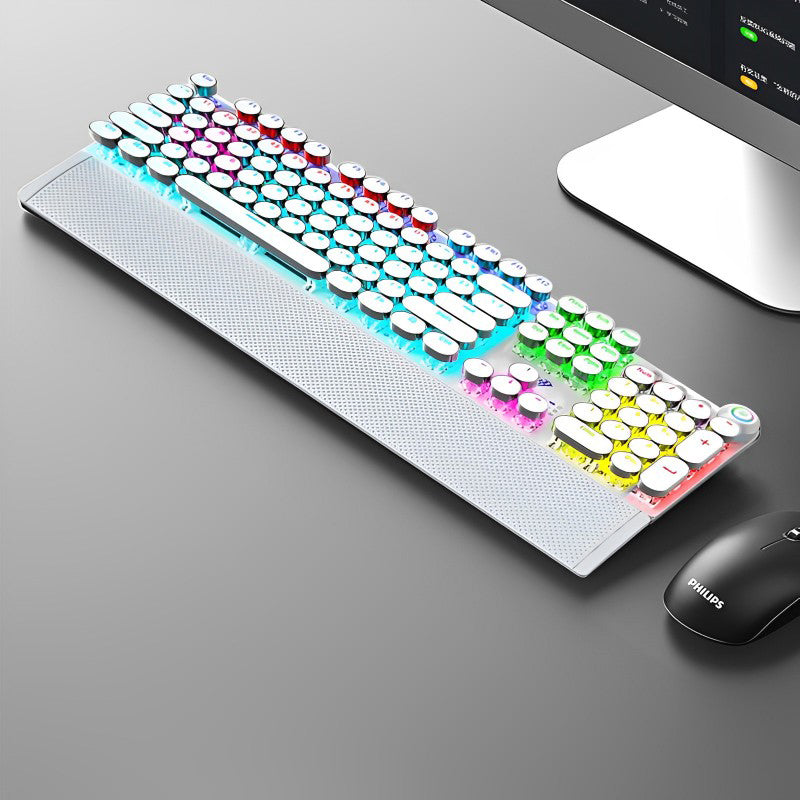 AULA Mechanical Gaming Keyboard with Rainbow Backlight - White