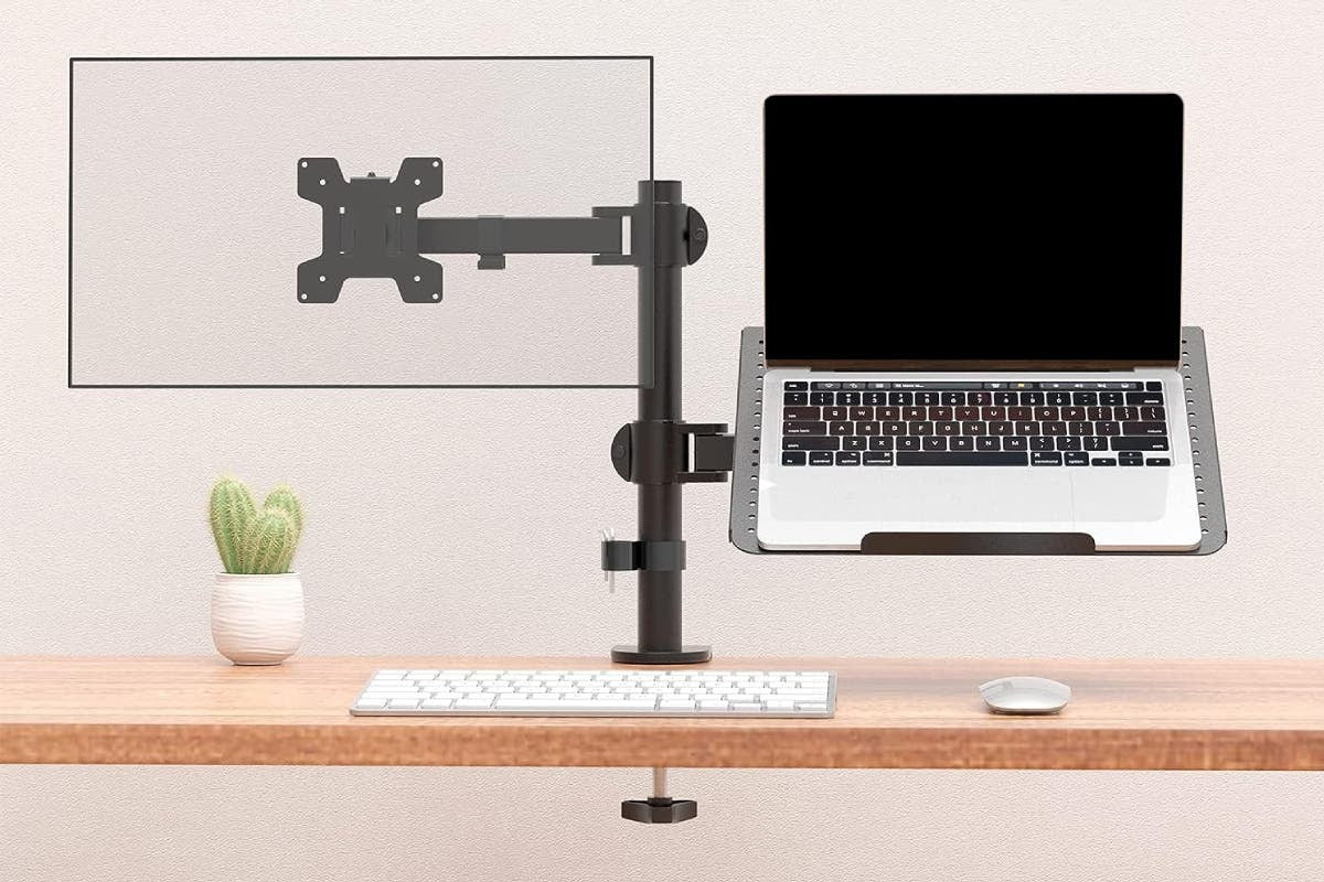 KOGAN 17"-32" Articulating Monitor Arm with Laptop Holder - Black