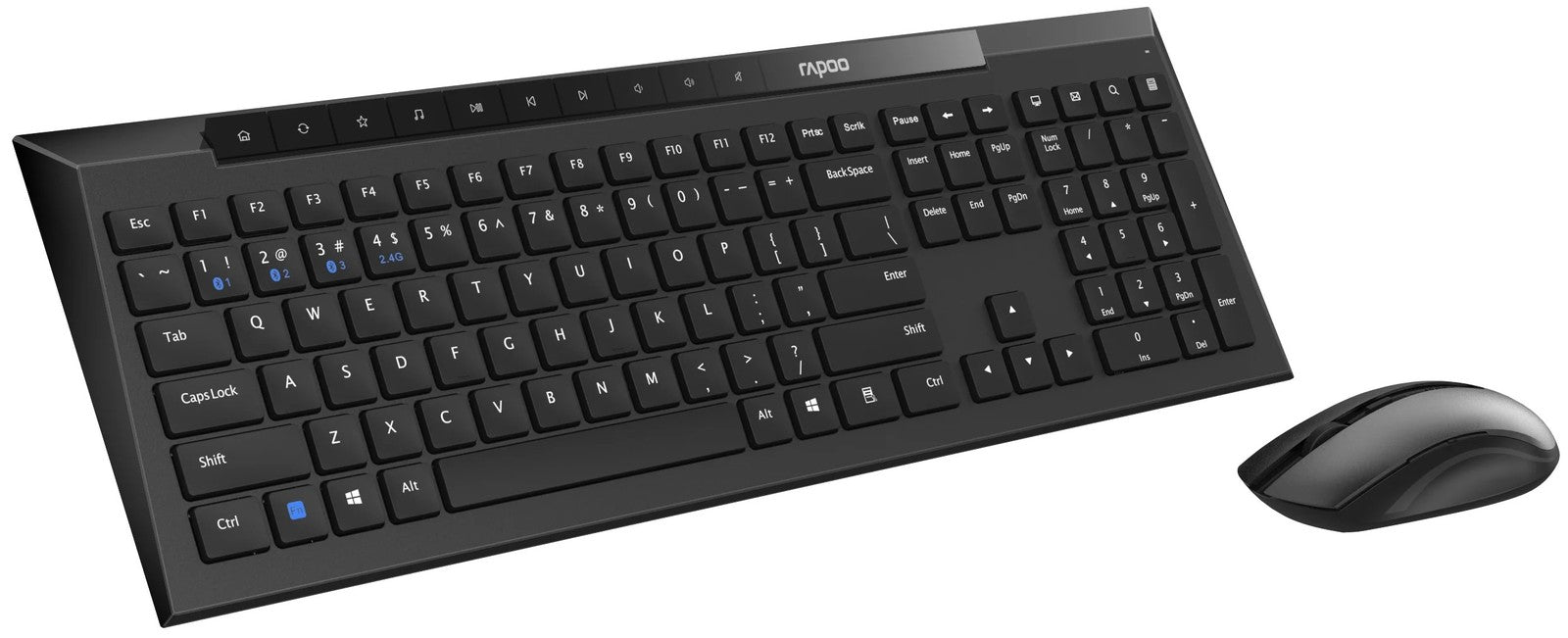 Rapoo 8210M Multi-mode Wireless Keyboard and Mouse - Black
