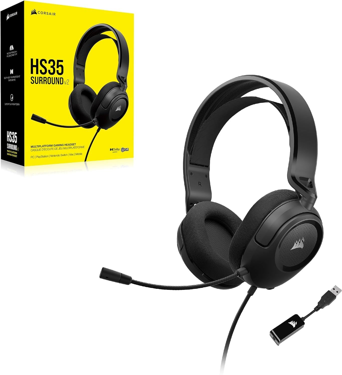 Corsair HS35 Surround V2 Multiplatform Wired Gaming Headset (Carbon)