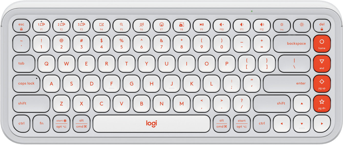 Logitech Pop Icon Keys Compact Bluetooth Wireless Keyboard Off White & Orange