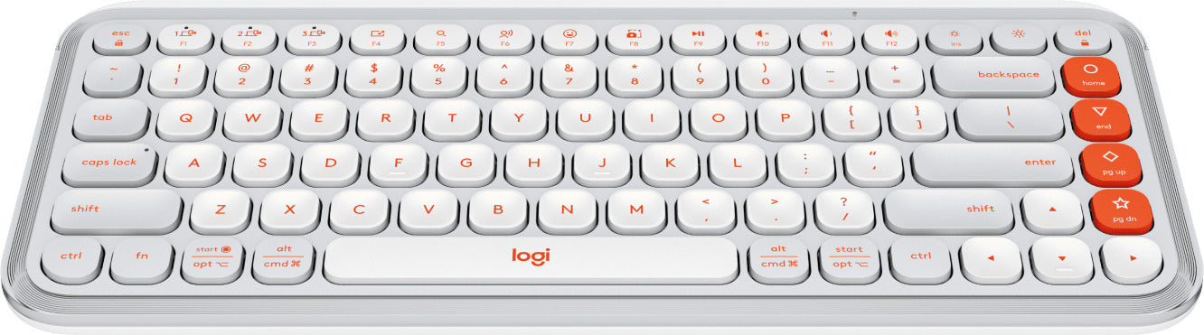 Logitech Pop Icon Keys Compact Bluetooth Wireless Keyboard Off White & Orange