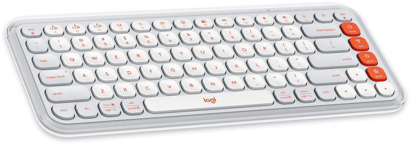 Logitech Pop Icon Keys Compact Bluetooth Wireless Keyboard Off White & Orange