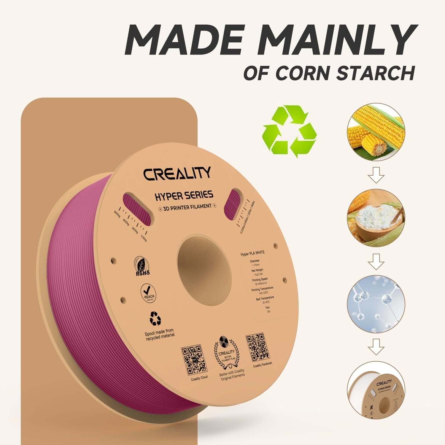 Creality Hyper Series PLA 3D Printing Filament 1kg - Viva Magenta