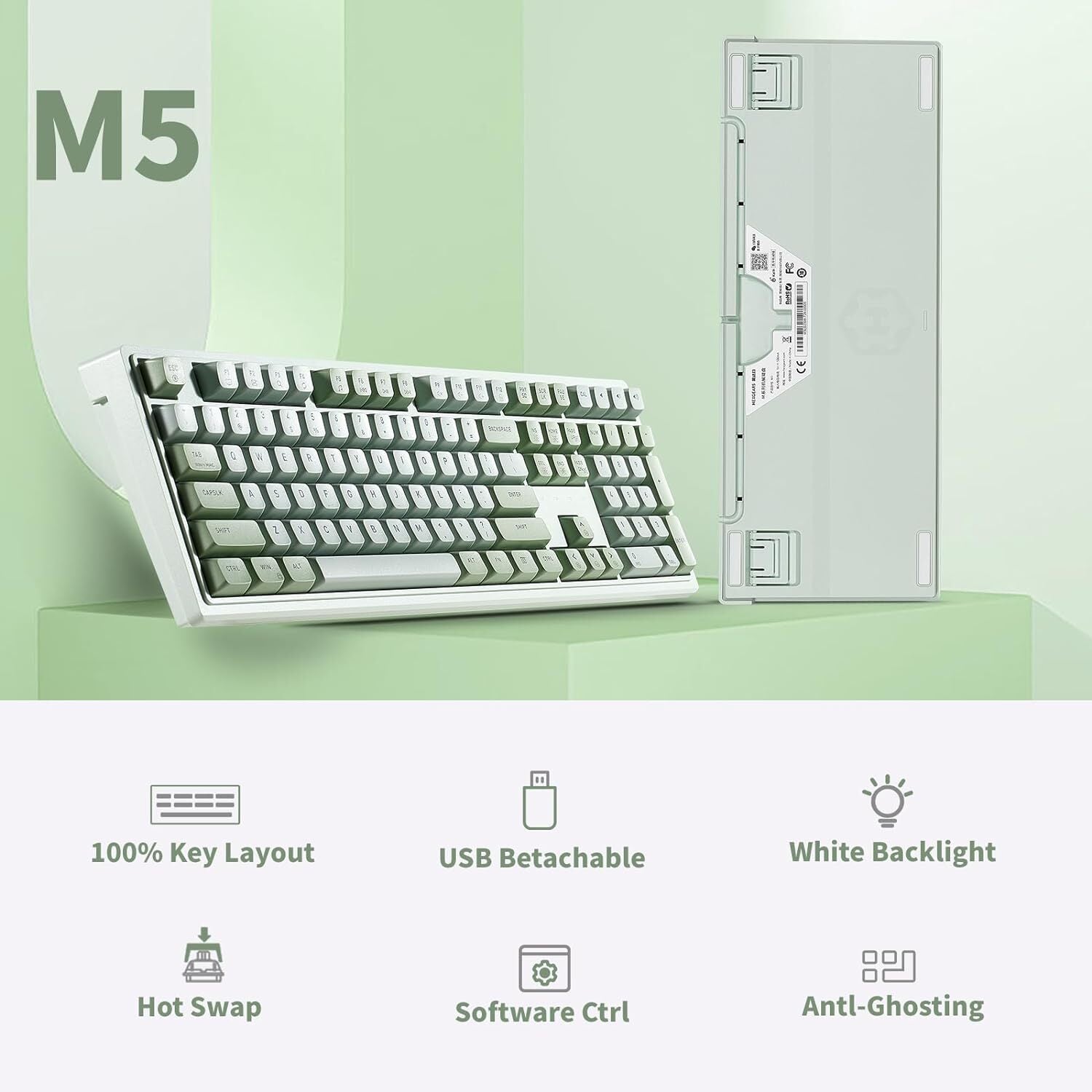 Hexgears M5 Full Size Linear Switch Mechanical Keyboard - Green