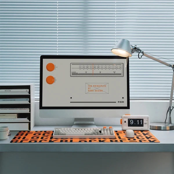 LOFREE Dual-Sided Desk Mat - Mouse Pad - Block Vintage Orange