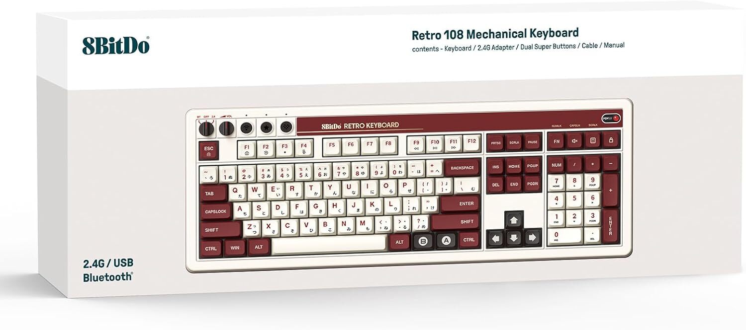 8BitDo Retro 108 Mechanical Keyboard - Fami Edition
