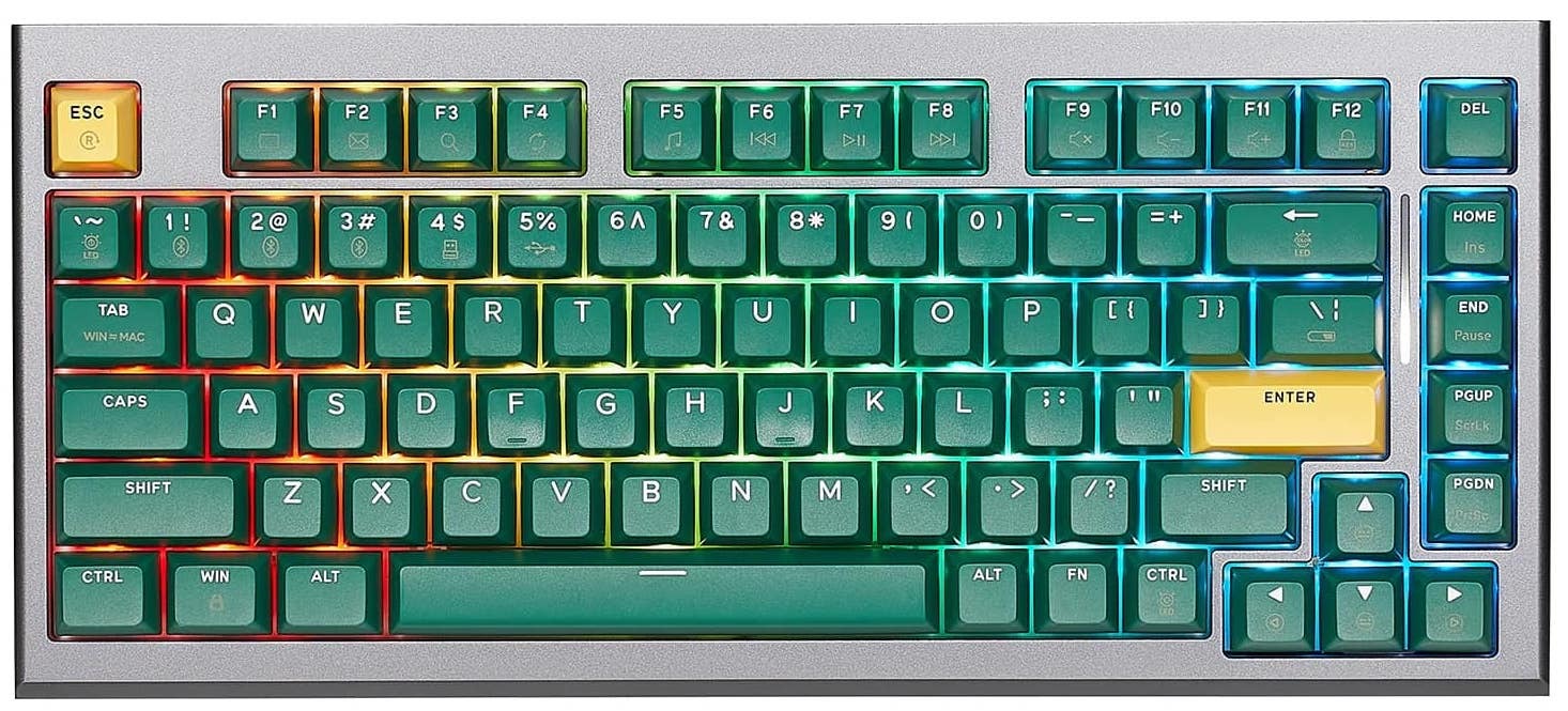 Hexgears Synergy Z2 75% RGB TKL Wireless Mechanical Thock Keyboard - Dark Green