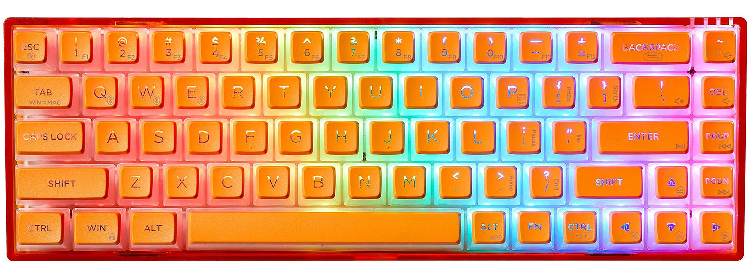 Hexgears Soda Orange 65% RGB Clicky Mechanical Wireless Gaming Keyboard - Orange