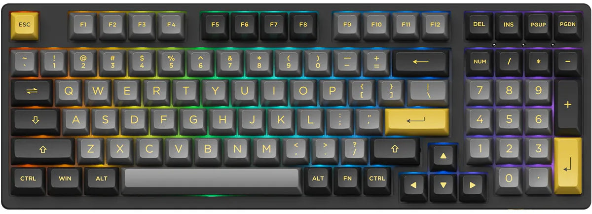 Akko: 3098B Plus Black&Gold Cream Yellow Pro Switch Mechanical Keyboard