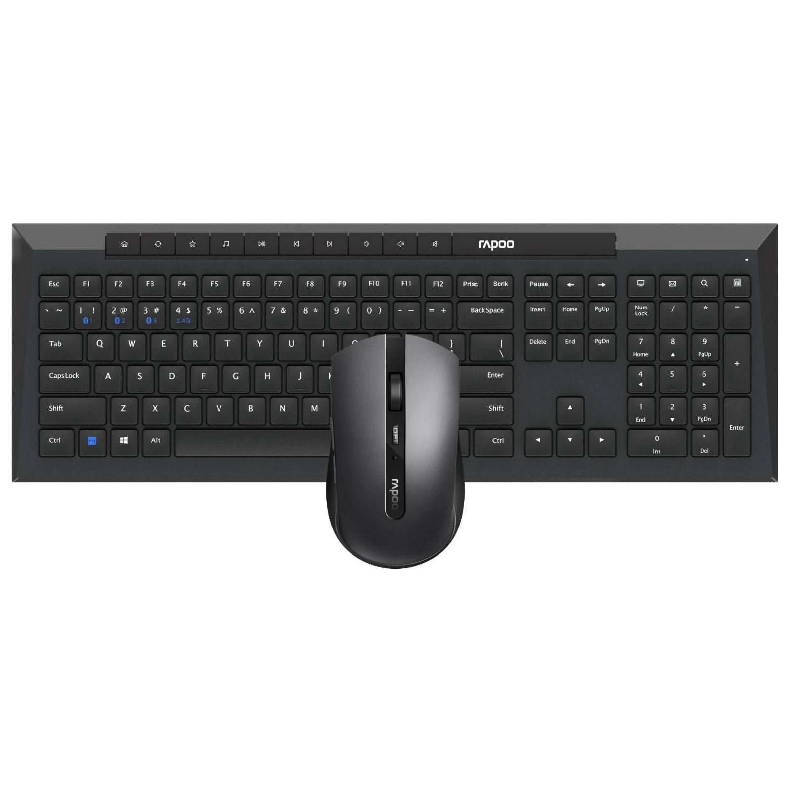 Rapoo 8210M Multi-mode Wireless Keyboard and Mouse - Black