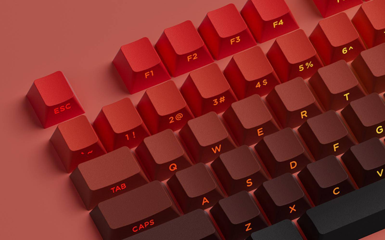 Akko x Veekos PBT Shine-Through Side-Printed Blaze Gradient Cherry Keycap Set (135-Key)