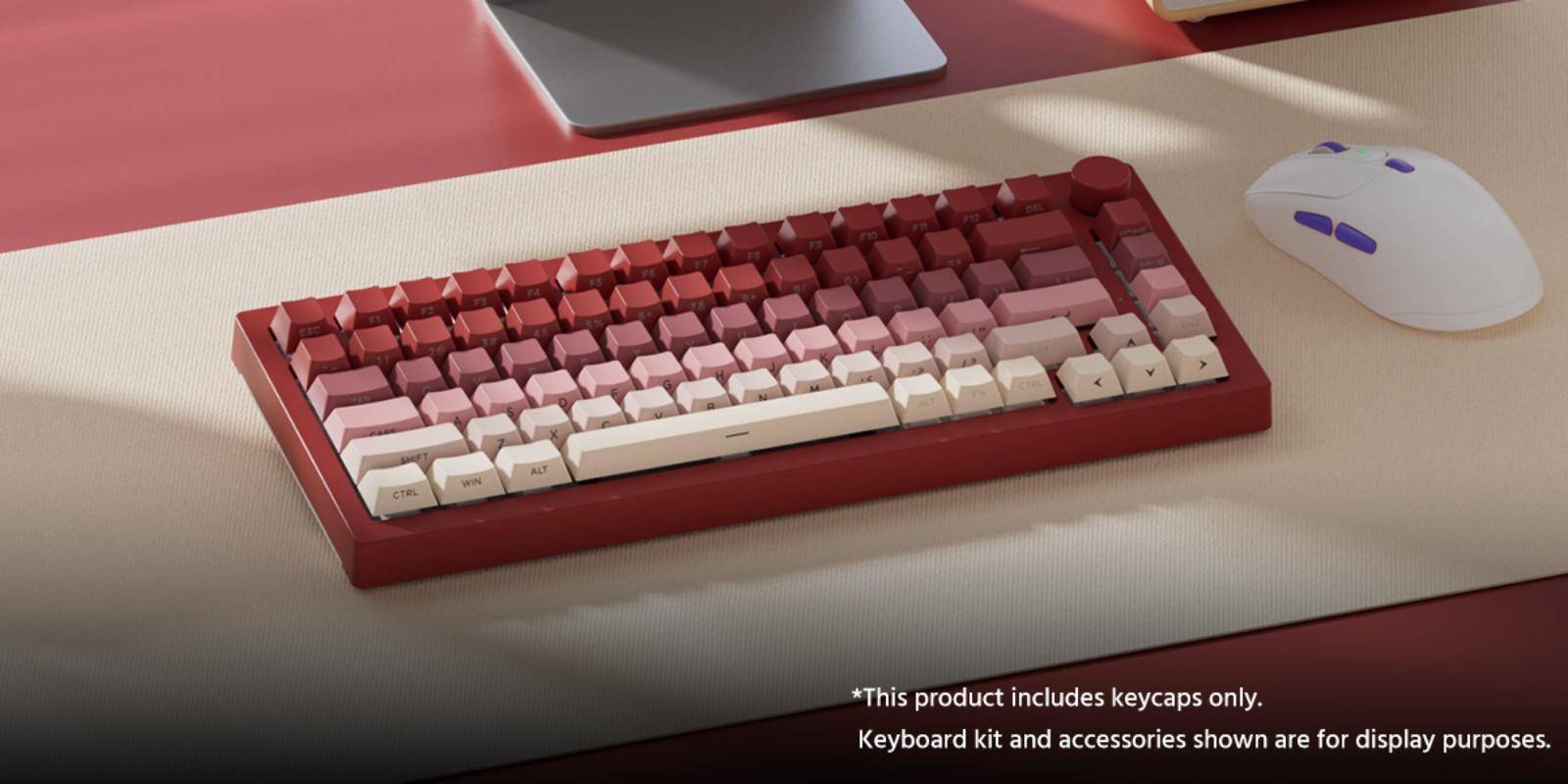 Akko x Veekos PBT Shine-Through Side-Printed Rose Latte Cherry Keycap Set (135-Key)
