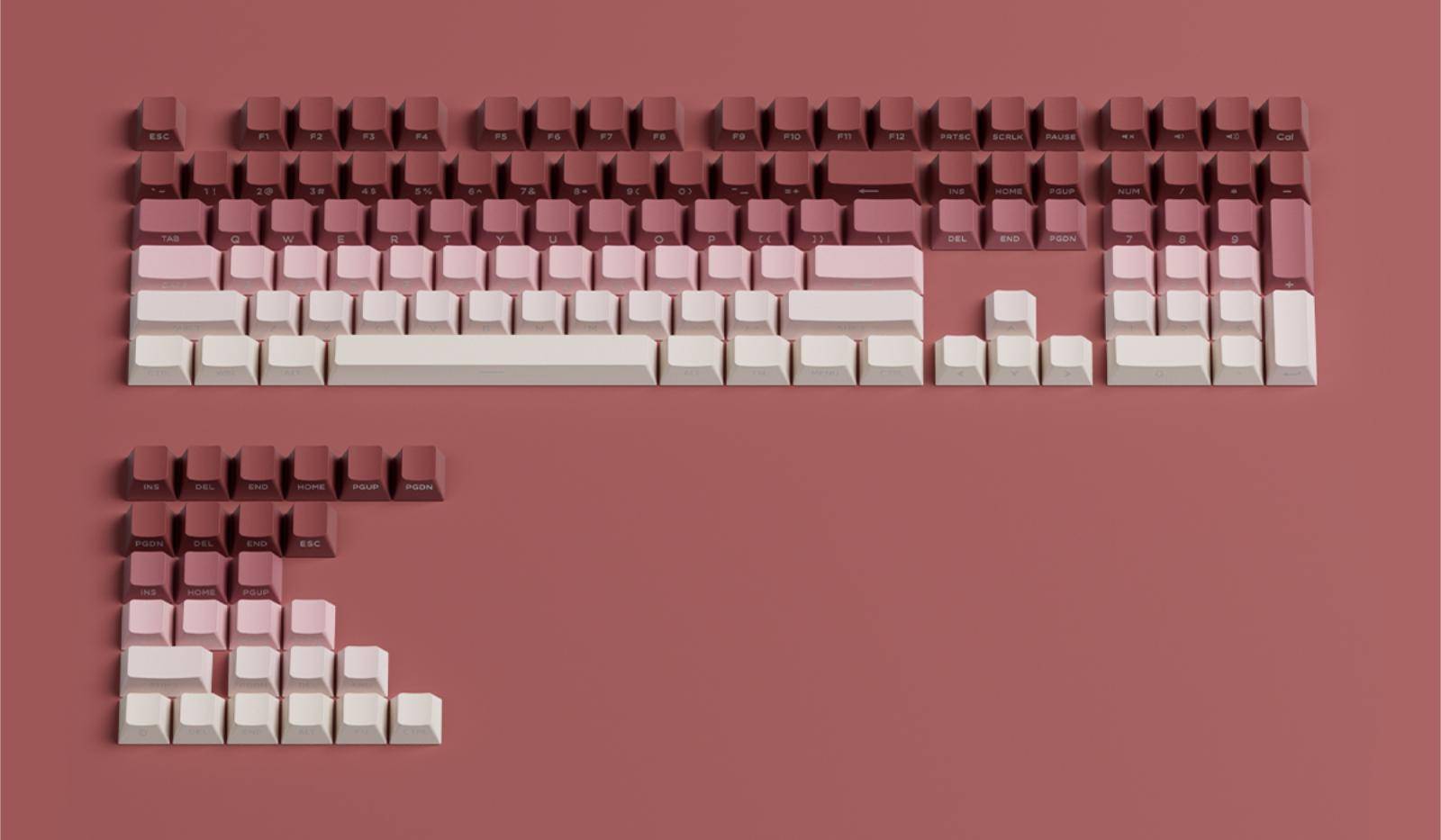 Akko x Veekos PBT Shine-Through Side-Printed Rose Latte Cherry Keycap Set (135-Key)