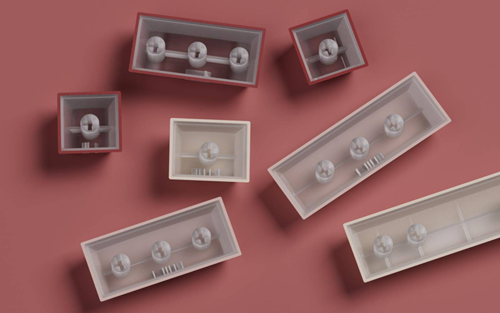 Akko x Veekos PBT Shine-Through Side-Printed Rose Latte Cherry Keycap Set (135-Key)