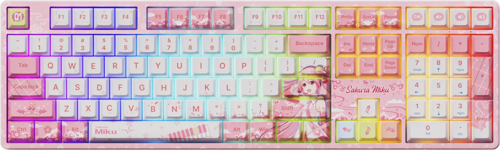Akko Sakura Miku 5108B Plus 100% V3 Piano Pro Hot-Swappable Wireless Mechanical Keyboard
