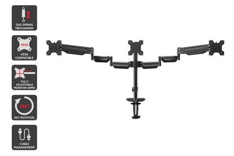KOGAN 17"-27" Full Motion Triple Gas Spring Monitor Arm - Black