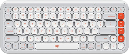 Logitech Pop Icon Keys Compact Bluetooth Wireless Keyboard Off White & Orange