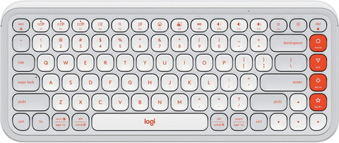Logitech Pop Icon Keys Compact Bluetooth Wireless Keyboard Off White & Orange