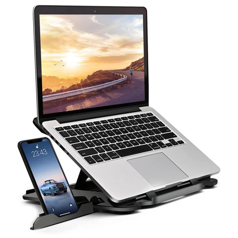 Adjustable Laptop Stand With Foldable Phone Holder