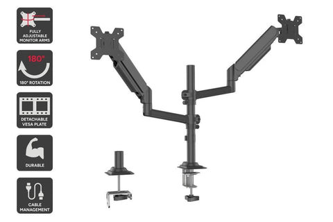 Kogan Full Motion Gas Spring Dual Stacking Monitor Arm for 17"- 32" Monitors