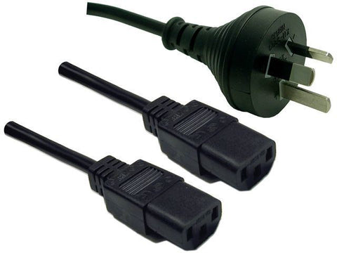 2m DYNAMIX 3-Pin to 2x IEC Y Splitter Power Cord