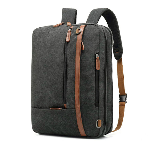 Convertible Canvas Sport Backpack & Messenger Bag - 17.3 Inches (Black)