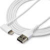 2m StarTech Heavy Duty Certified USB A to Lightning Right Angled Cable White