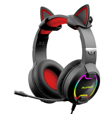 Playmax Cat Ear Gaming Headset (Black)