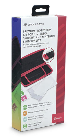 Nintendo Switch & Lite EVA Black Case 10 game storage, 2 x 9H Glass Protect Bundle (Switch)