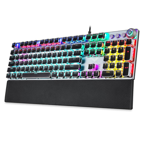 AULA Mechanical Gaming Keyboard with Rainbow Backlight - Black