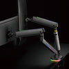 GORILLA ARMS 27"-35" Heavy-Duty Gas Spring Dual Arm with RGB Lighting for Flat and Curved Panels - White and Black