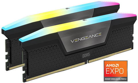 32GB Corsair Vengeance RGB DDR5-5600 (2x16GB) CL40 AMD Expo Dual RAM Kit Black