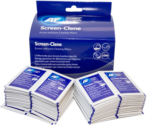 AF Screen-Clene Individual Screen Cleaning Wipes (Box of 100)