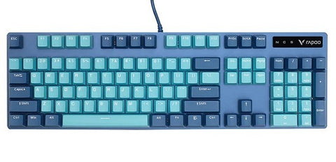 Rapoo V500 Pro Backlit Mechanical Spill Resistant, Metal Cover Gaming Keyboard - Cyan Blue