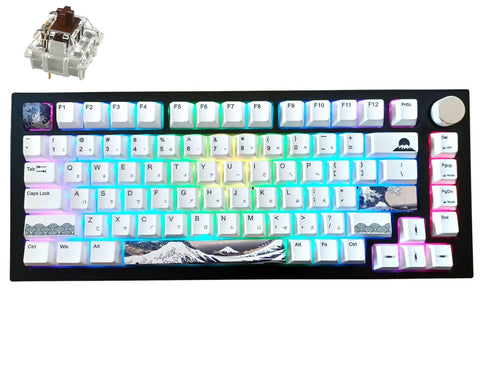 KBParadise Black V75 Gateron G Pro Brown Great Wave 75% Hot Swappable Mechanical Keyboard