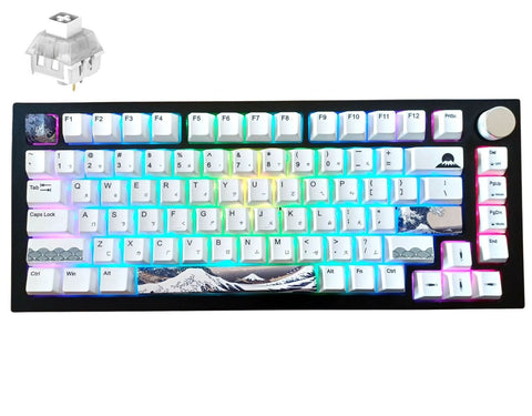 KBParadise Black V75 Kailh Box White, Great Wave 75% Hot Swappable Mechanical Keyboard