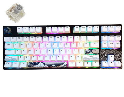 KBParadise Black V80 Gateron G Pro Silver Great Wave TKL Hot Swappable Mechanical Keyboard