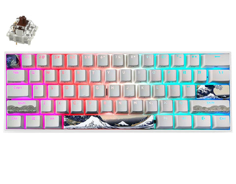 KBParadise V60 The 2 RGB Gateron Brown 60% Hot Swappable Mechanical Keyboard The Great Wave