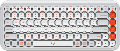 Logitech Pop Icon Keys Compact Bluetooth Wireless Keyboard Off White & Orange