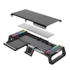 RGB Gaming Computer Monitor Stand Lifter with Drawer - Black