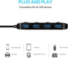 USB 3.0 Hub Splitter - 4 Port Ultra Slim Data Hub with Individual Power Switch and LED