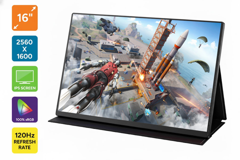 Gorilla 16" 2K 120Hz IPS Portable Gaming Monitor with Leather Case